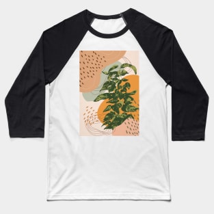 Mid Century Modern, Abstract Philodendron Illustration, Bohemian Art Baseball T-Shirt